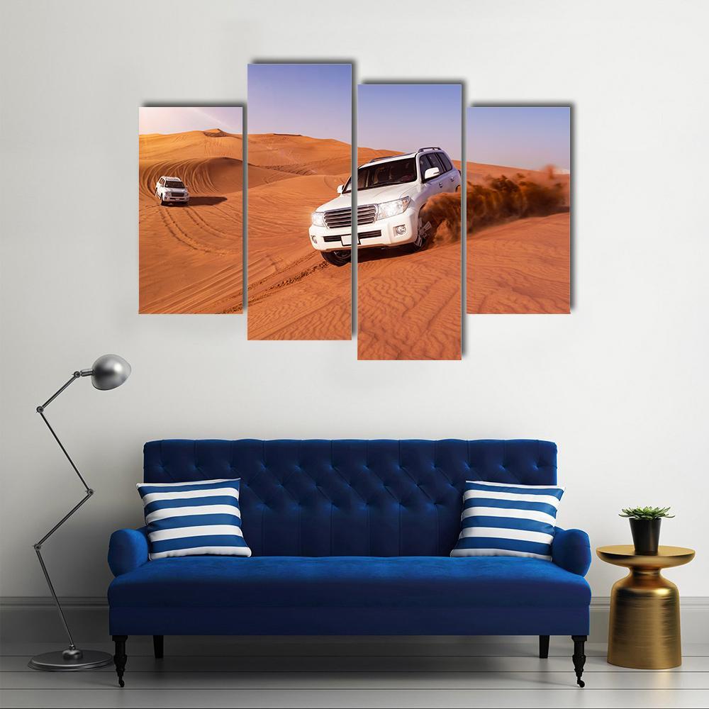 Desert SUVs Bashing Canvas Wall Art-4 Pop-Gallery Wrap-50" x 32"-Tiaracle