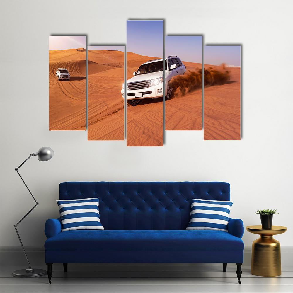 Desert SUVs Bashing Canvas Wall Art-5 Pop-Gallery Wrap-47" x 32"-Tiaracle