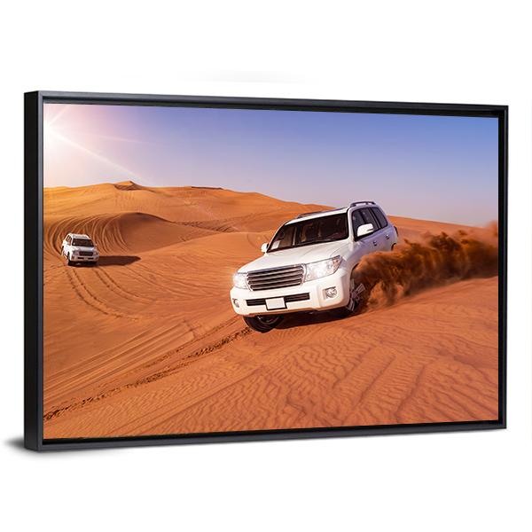 Desert SUVs Bashing Canvas Wall Art-3 Horizontal-Gallery Wrap-25" x 16"-Tiaracle
