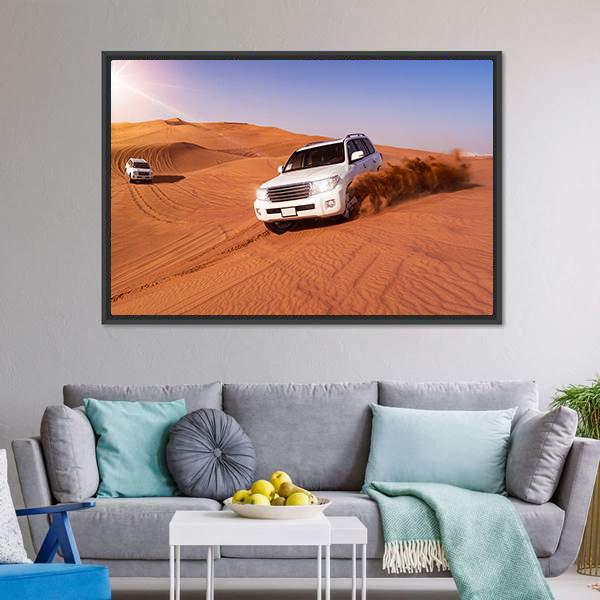 Desert SUVs Bashing Canvas Wall Art-3 Horizontal-Gallery Wrap-25" x 16"-Tiaracle