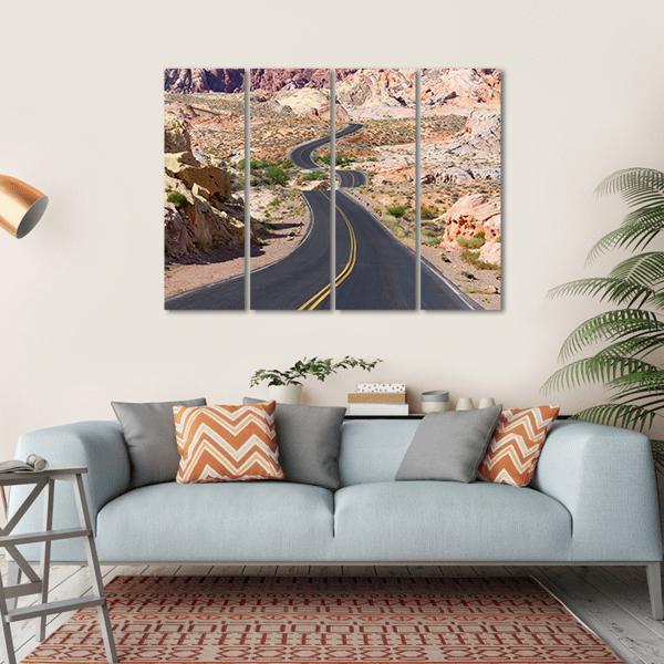 Desert Winding Road Canvas Wall Art-4 Horizontal-Gallery Wrap-34" x 24"-Tiaracle
