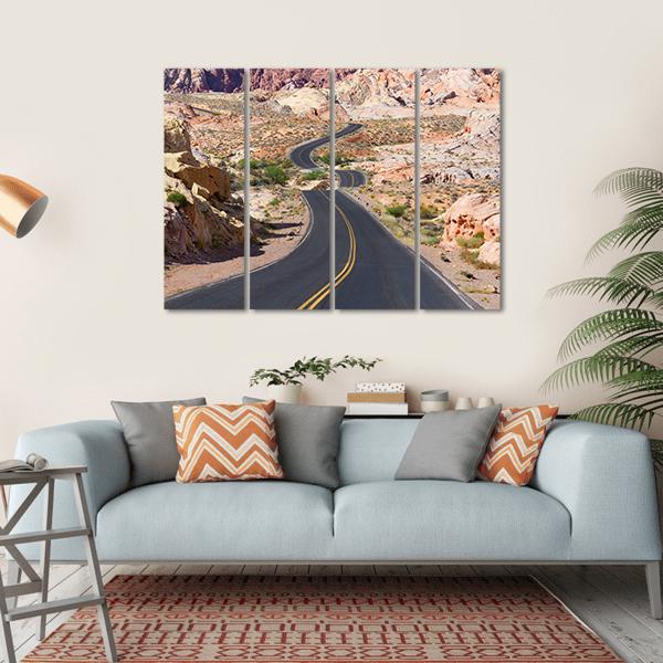 Desert Winding Road Canvas Wall Art-1 Piece-Gallery Wrap-36" x 24"-Tiaracle
