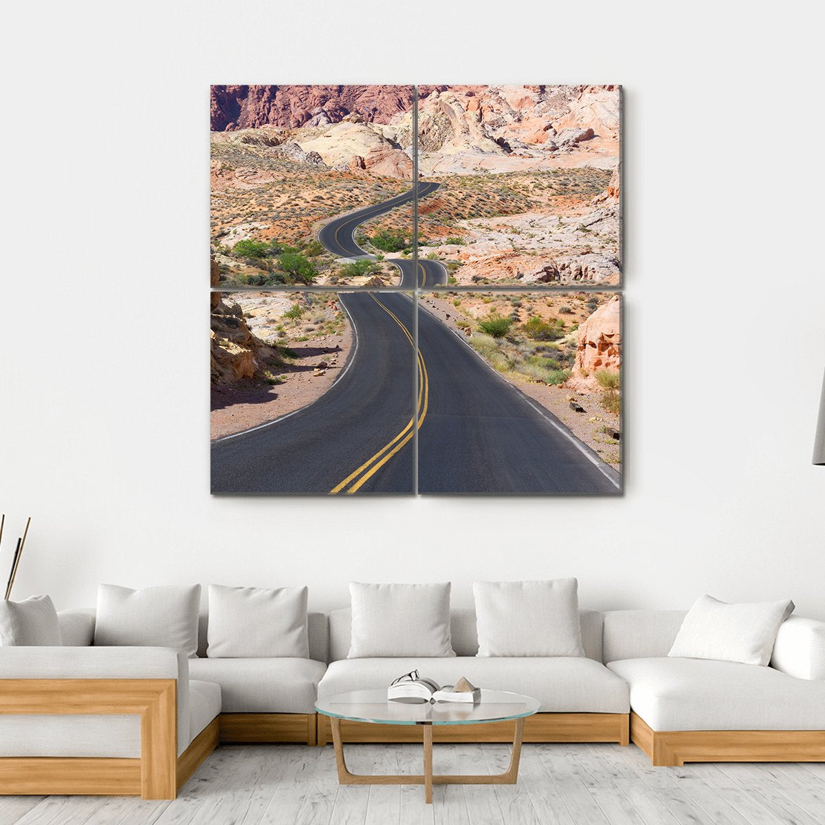 Desert Winding Road Canvas Wall Art-4 Square-Gallery Wrap-17" x 17"-Tiaracle