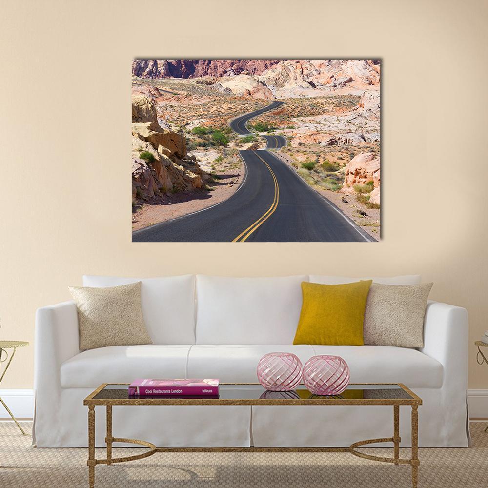 Desert Winding Road Canvas Wall Art-1 Piece-Gallery Wrap-48" x 32"-Tiaracle