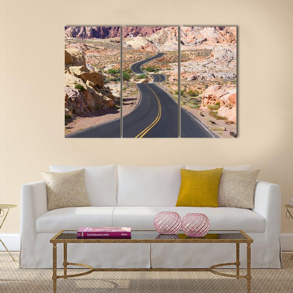 Desert Winding Road Canvas Wall Art-3 Horizontal-Gallery Wrap-37" x 24"-Tiaracle
