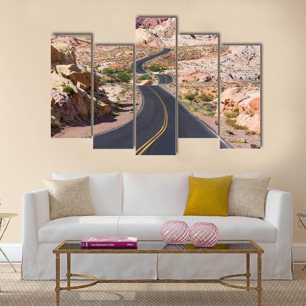 Desert Winding Road Canvas Wall Art-5 Pop-Gallery Wrap-47" x 32"-Tiaracle