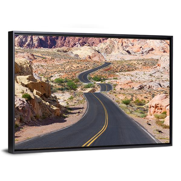 Desert Winding Road Canvas Wall Art-3 Horizontal-Gallery Wrap-25" x 16"-Tiaracle