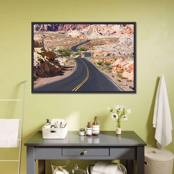 Desert Winding Road Canvas Wall Art-3 Horizontal-Gallery Wrap-25" x 16"-Tiaracle