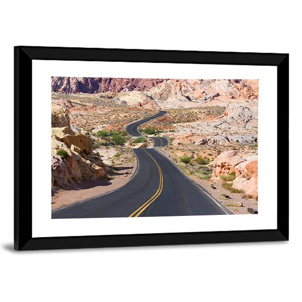 Desert Winding Road Canvas Wall Art-3 Horizontal-Gallery Wrap-25" x 16"-Tiaracle