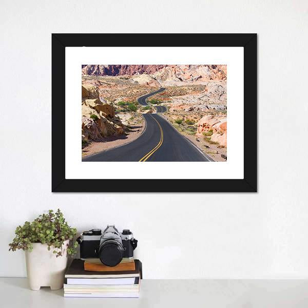 Desert Winding Road Canvas Wall Art-3 Horizontal-Gallery Wrap-25" x 16"-Tiaracle