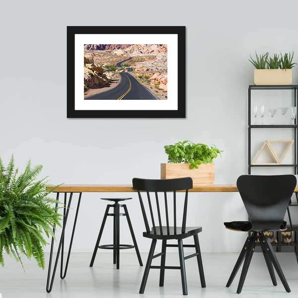 Desert Winding Road Canvas Wall Art-3 Horizontal-Gallery Wrap-25" x 16"-Tiaracle