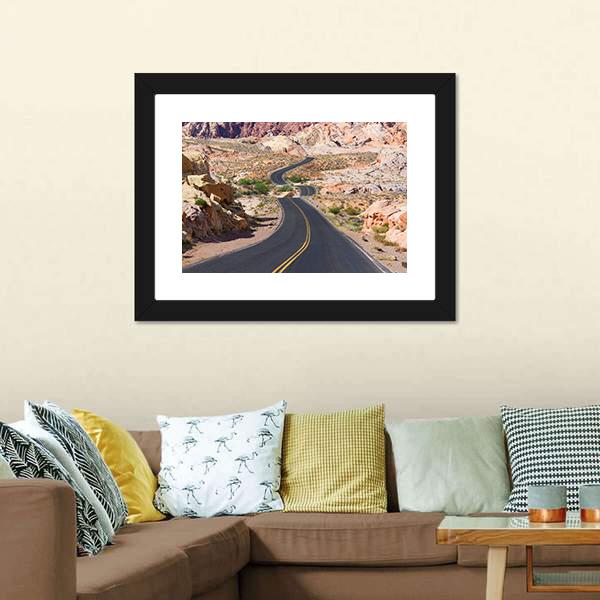 Desert Winding Road Canvas Wall Art-1 Piece-Framed Print-20" x 16"-Tiaracle