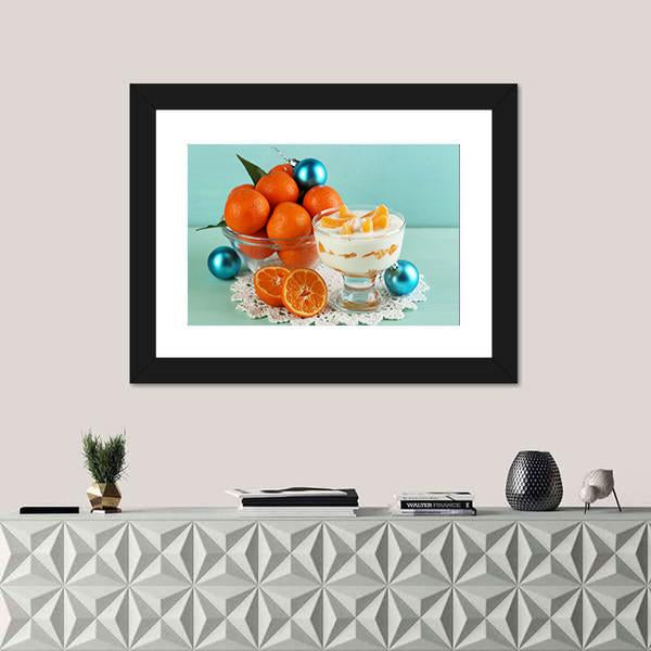 Dessert With Tangerine Canvas Wall Art-5 Horizontal-Gallery Wrap-22" x 12"-Tiaracle