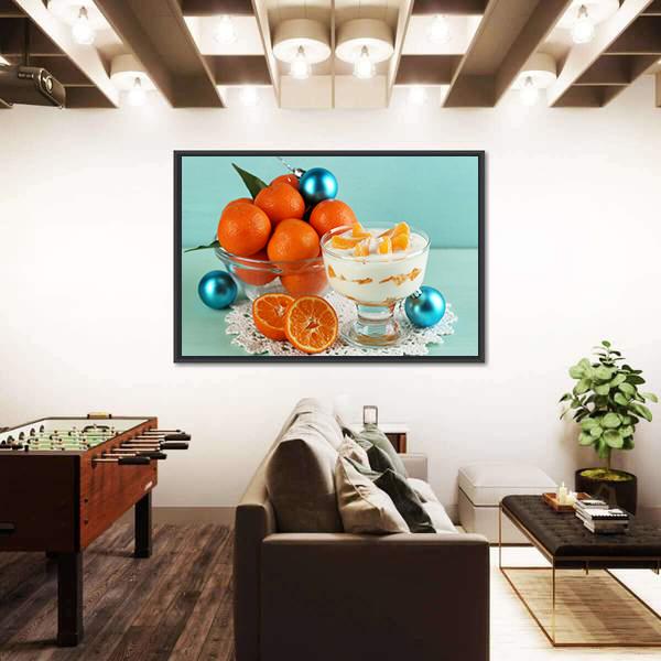 Dessert With Tangerine Canvas Wall Art-5 Horizontal-Gallery Wrap-22" x 12"-Tiaracle