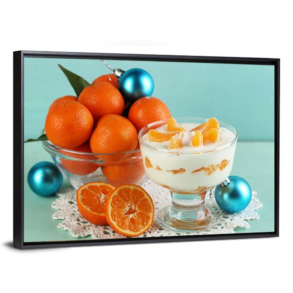 Dessert With Tangerine Canvas Wall Art-5 Horizontal-Gallery Wrap-22" x 12"-Tiaracle