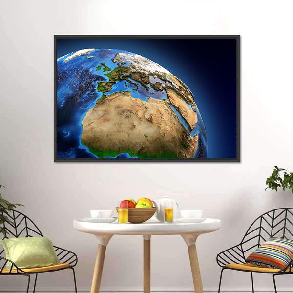 Detailed Picture Of Earth Canvas Wall Art-1 Piece-Floating Frame-24" x 16"-Tiaracle