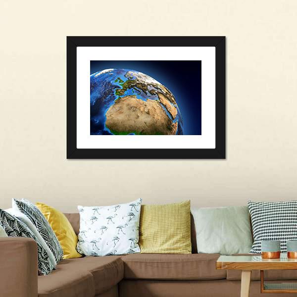 Detailed Picture Of Earth Canvas Wall Art-1 Piece-Framed Print-20" x 16"-Tiaracle