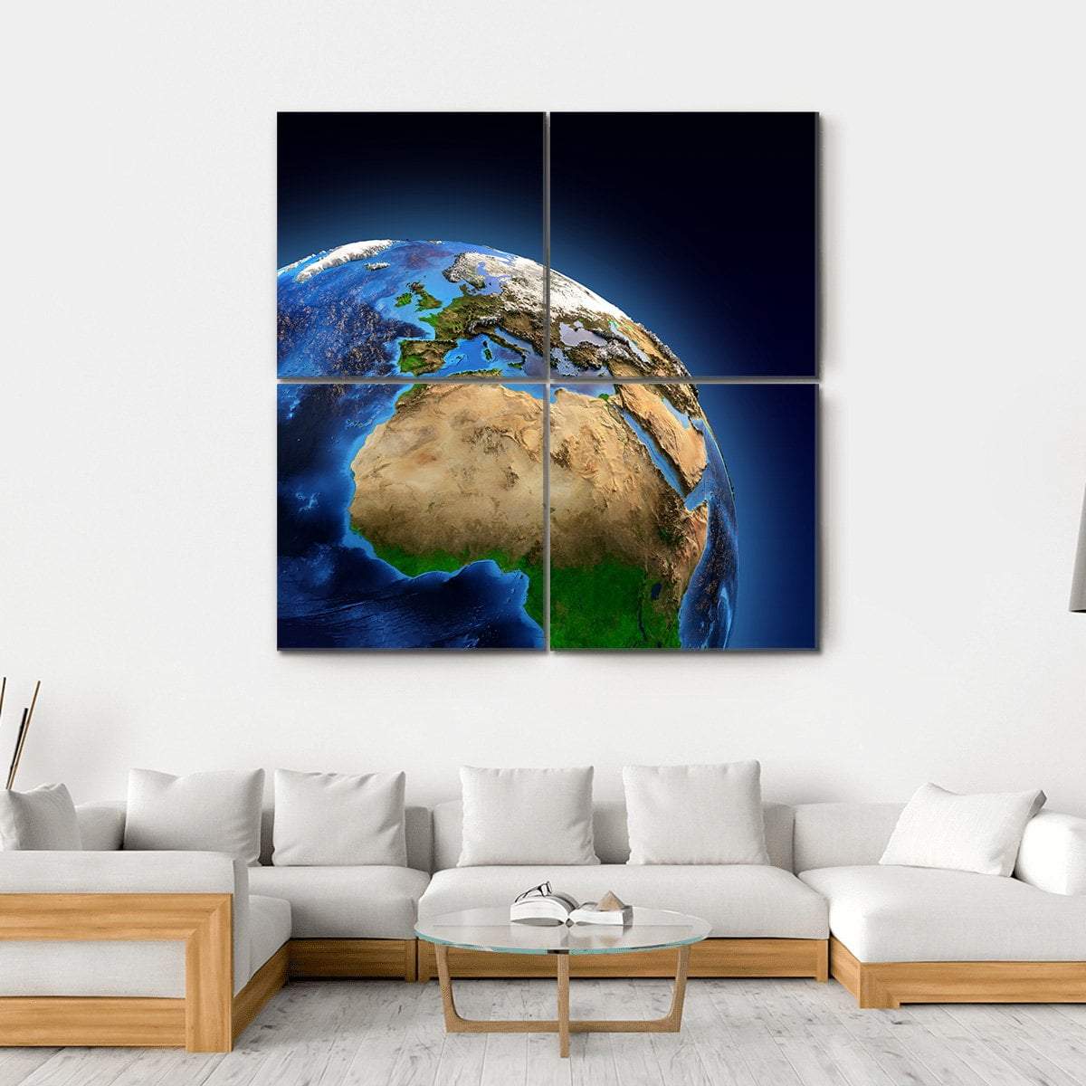 Detailed Picture Of Earth Canvas Wall Art-4 Square-Gallery Wrap-17" x 17"-Tiaracle