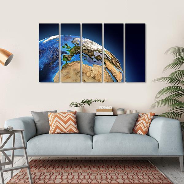 Detailed Picture Of Earth Canvas Wall Art-5 Horizontal-Gallery Wrap-22" x 12"-Tiaracle