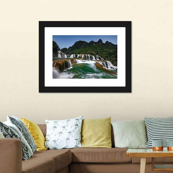 Detian Waterfall Canvas Wall Art-1 Piece-Framed Print-20" x 16"-Tiaracle