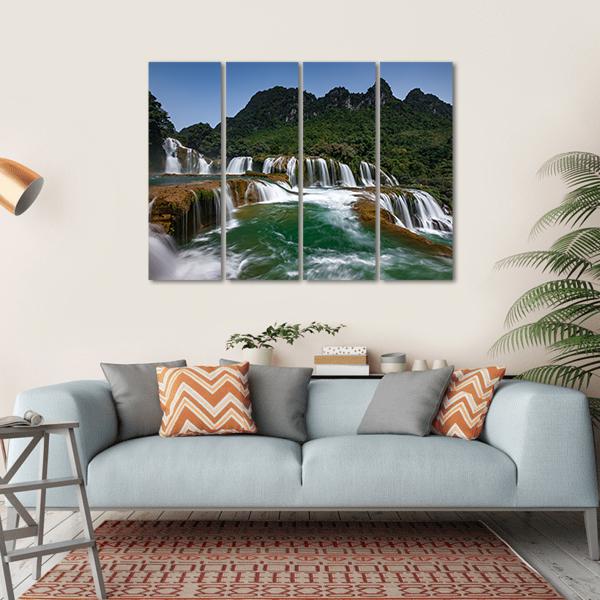 Detian Waterfall Canvas Wall Art-4 Horizontal-Gallery Wrap-34" x 24"-Tiaracle