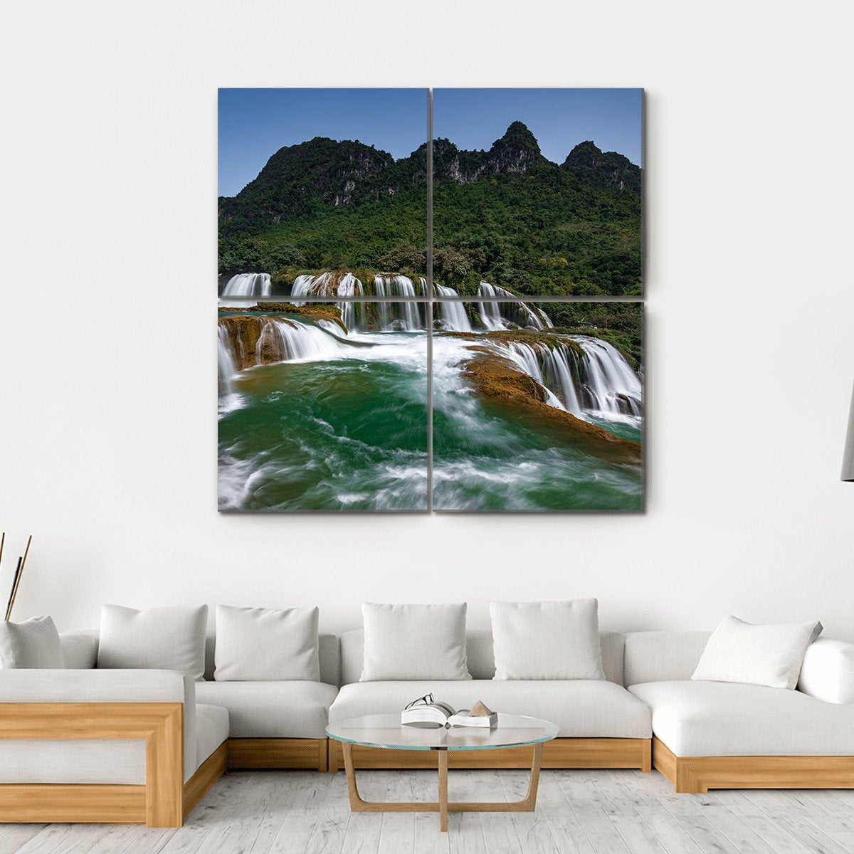 Detian Waterfall Canvas Wall Art-4 Square-Gallery Wrap-17" x 17"-Tiaracle