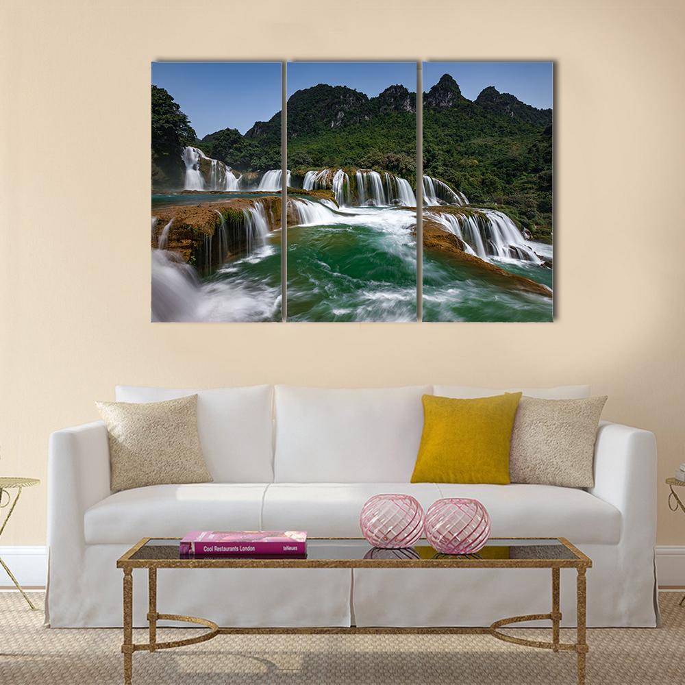 Detian Waterfall Canvas Wall Art-3 Horizontal-Gallery Wrap-37" x 24"-Tiaracle
