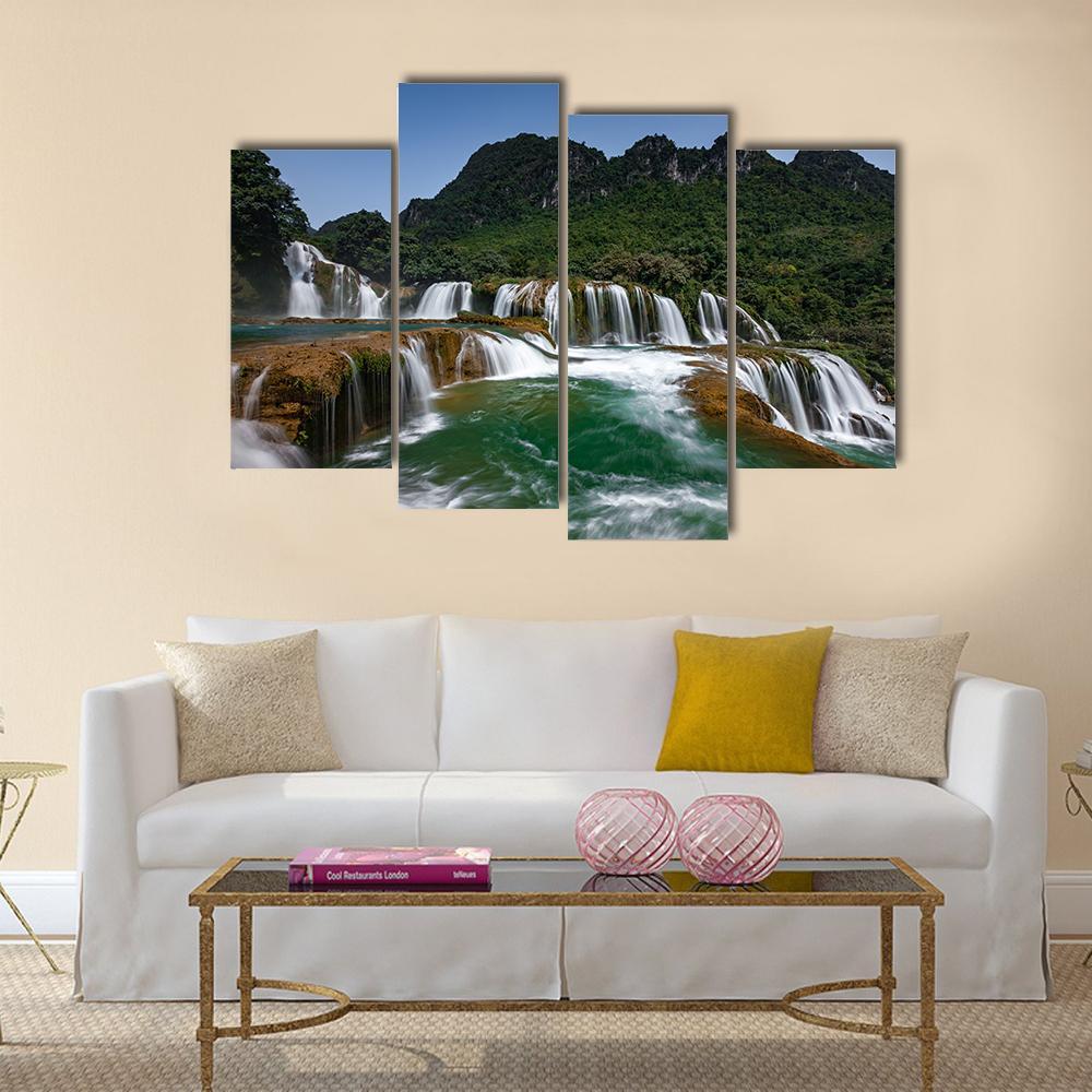 Detian Waterfall Canvas Wall Art-4 Pop-Gallery Wrap-50" x 32"-Tiaracle