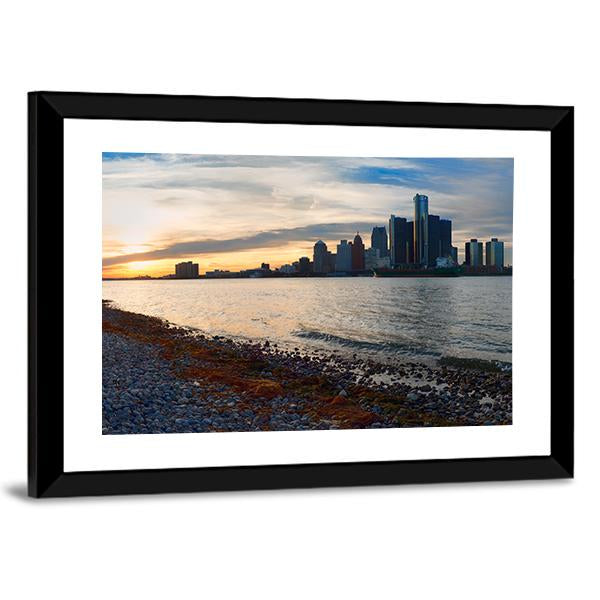 Detroit City Skyline Panoramic Canvas Wall Art-1 Piece-36" x 12"-Tiaracle