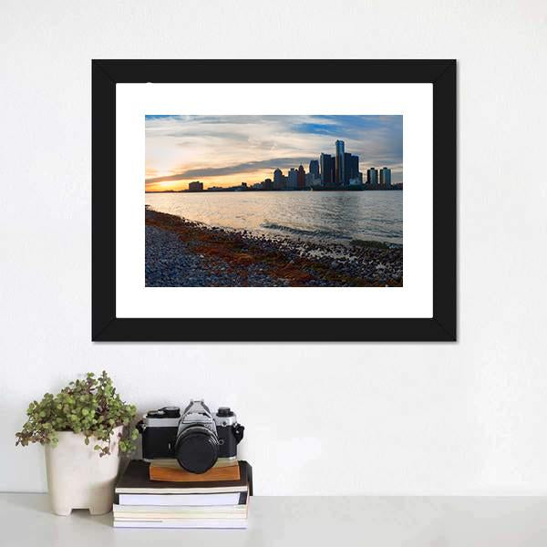 Detroit City Skyline Panoramic Canvas Wall Art-1 Piece-36" x 12"-Tiaracle