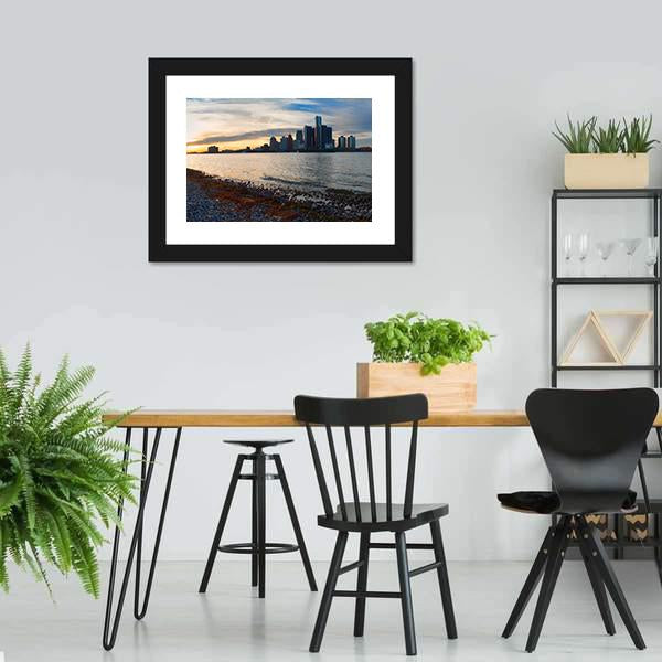 Detroit City Skyline Panoramic Canvas Wall Art-1 Piece-36" x 12"-Tiaracle