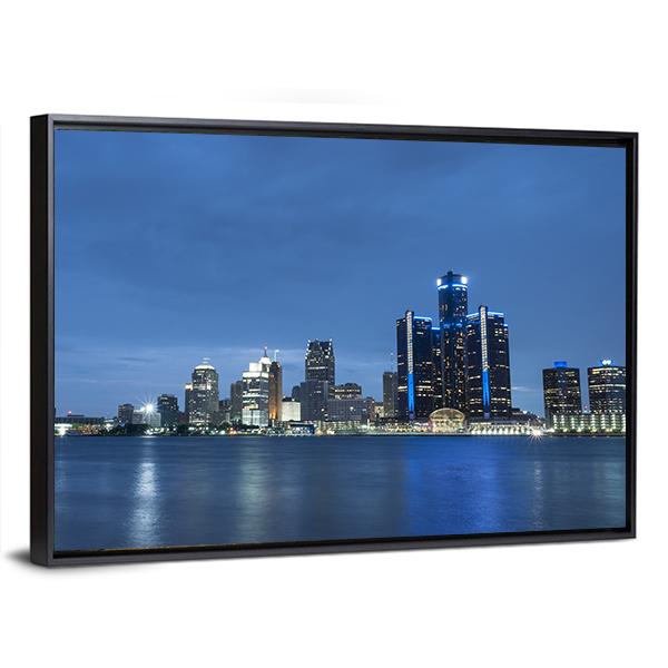 Detroit Skyline Canvas Wall Art-3 Horizontal-Gallery Wrap-25" x 16"-Tiaracle