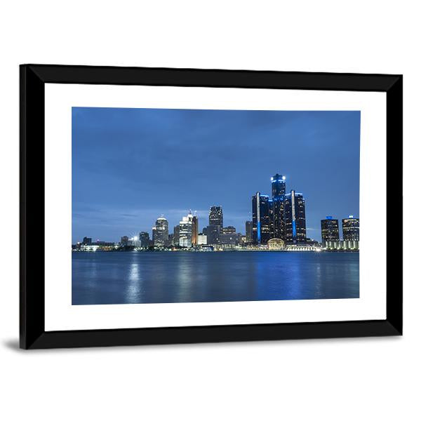 Detroit Skyline Canvas Wall Art-3 Horizontal-Gallery Wrap-25" x 16"-Tiaracle