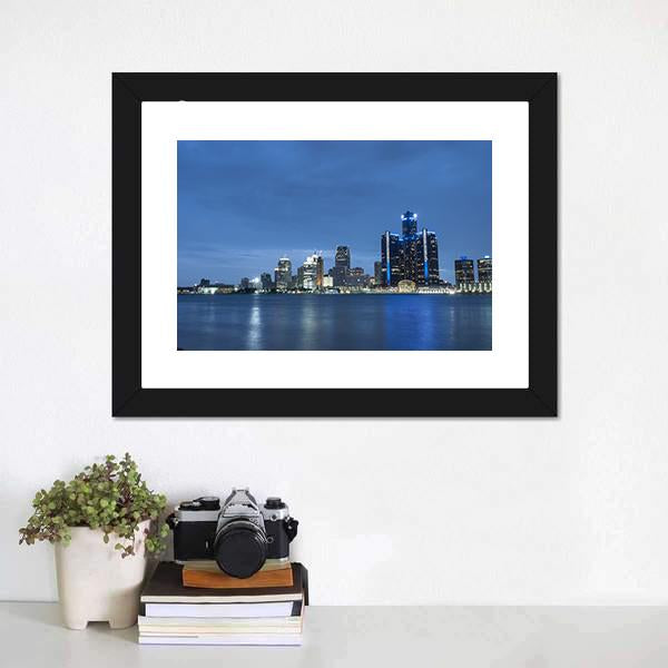 Detroit Skyline Canvas Wall Art-3 Horizontal-Gallery Wrap-25" x 16"-Tiaracle