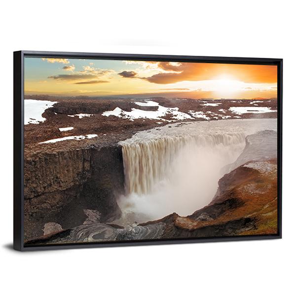 Dettifoss Waterfall Canvas Wall Art-5 Horizontal-Gallery Wrap-22" x 12"-Tiaracle