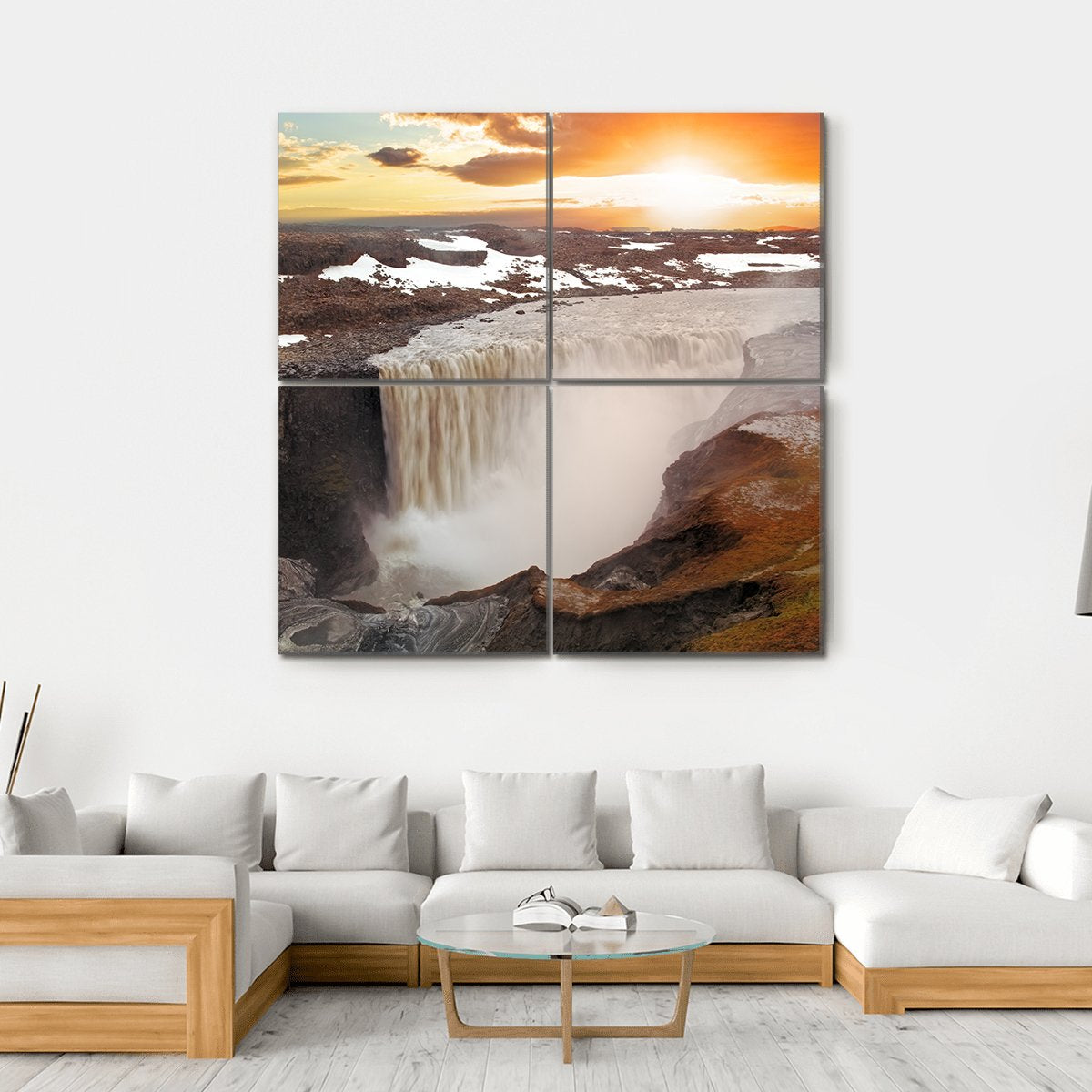 Dettifoss Waterfall Canvas Wall Art-4 Square-Gallery Wrap-17" x 17"-Tiaracle