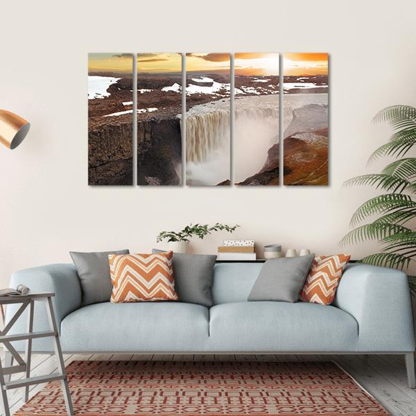 Dettifoss Waterfall Canvas Wall Art-4 Horizontal-Gallery Wrap-34" x 24"-Tiaracle