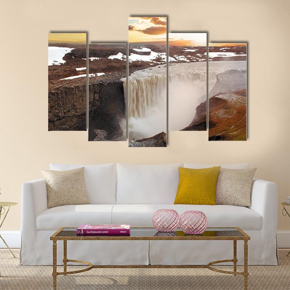 Dettifoss Waterfall Canvas Wall Art-5 Pop-Gallery Wrap-47" x 32"-Tiaracle