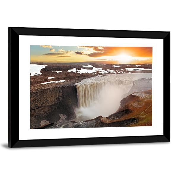 Dettifoss Waterfall Panoramic Canvas Wall Art-1 Piece-36" x 12"-Tiaracle
