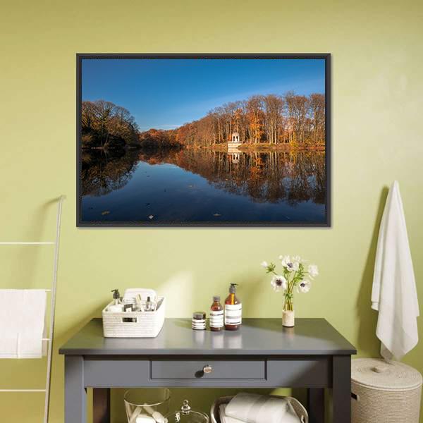 Deuss Temple In Autumn Canvas Wall Art-3 Horizontal-Gallery Wrap-25" x 16"-Tiaracle