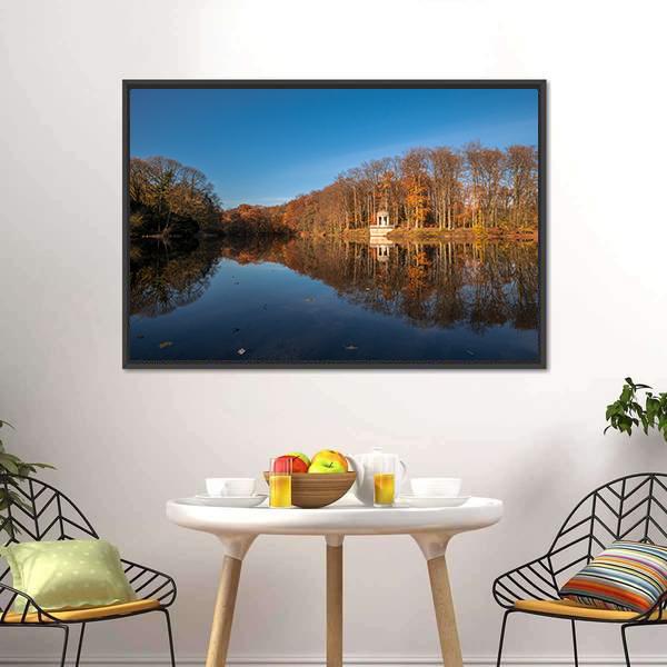 Deuss Temple In Autumn Canvas Wall Art-1 Piece-Floating Frame-24" x 16"-Tiaracle