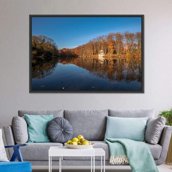 Deuss Temple In Autumn Canvas Wall Art-3 Horizontal-Gallery Wrap-25" x 16"-Tiaracle