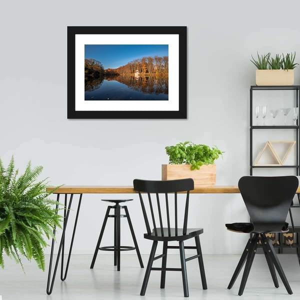 Deuss Temple In Autumn Canvas Wall Art-3 Horizontal-Gallery Wrap-25" x 16"-Tiaracle