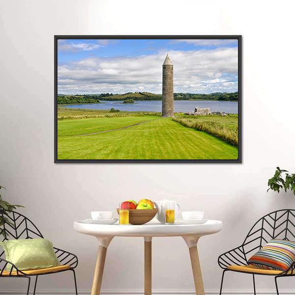 Devenish Monastic Site Canvas Wall Art-1 Piece-Floating Frame-24" x 16"-Tiaracle