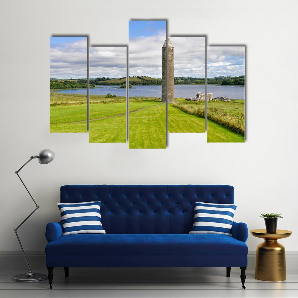 Devenish Monastic Site Canvas Wall Art-5 Pop-Gallery Wrap-47" x 32"-Tiaracle