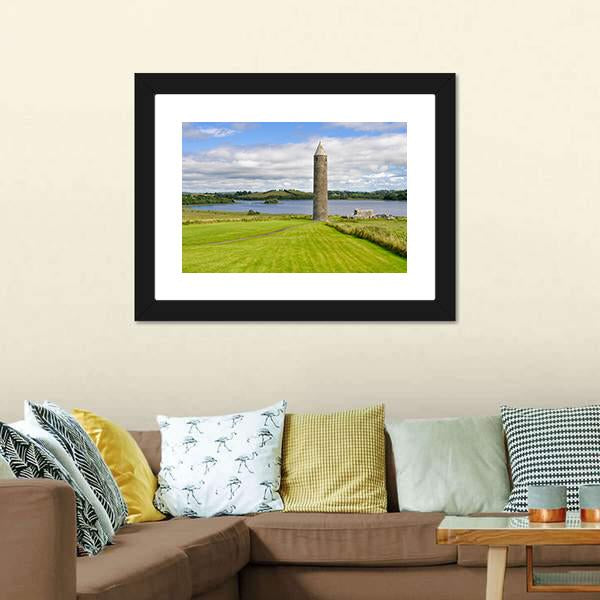 Devenish Monastic Site Canvas Wall Art-1 Piece-Floating Frame-24" x 16"-Tiaracle