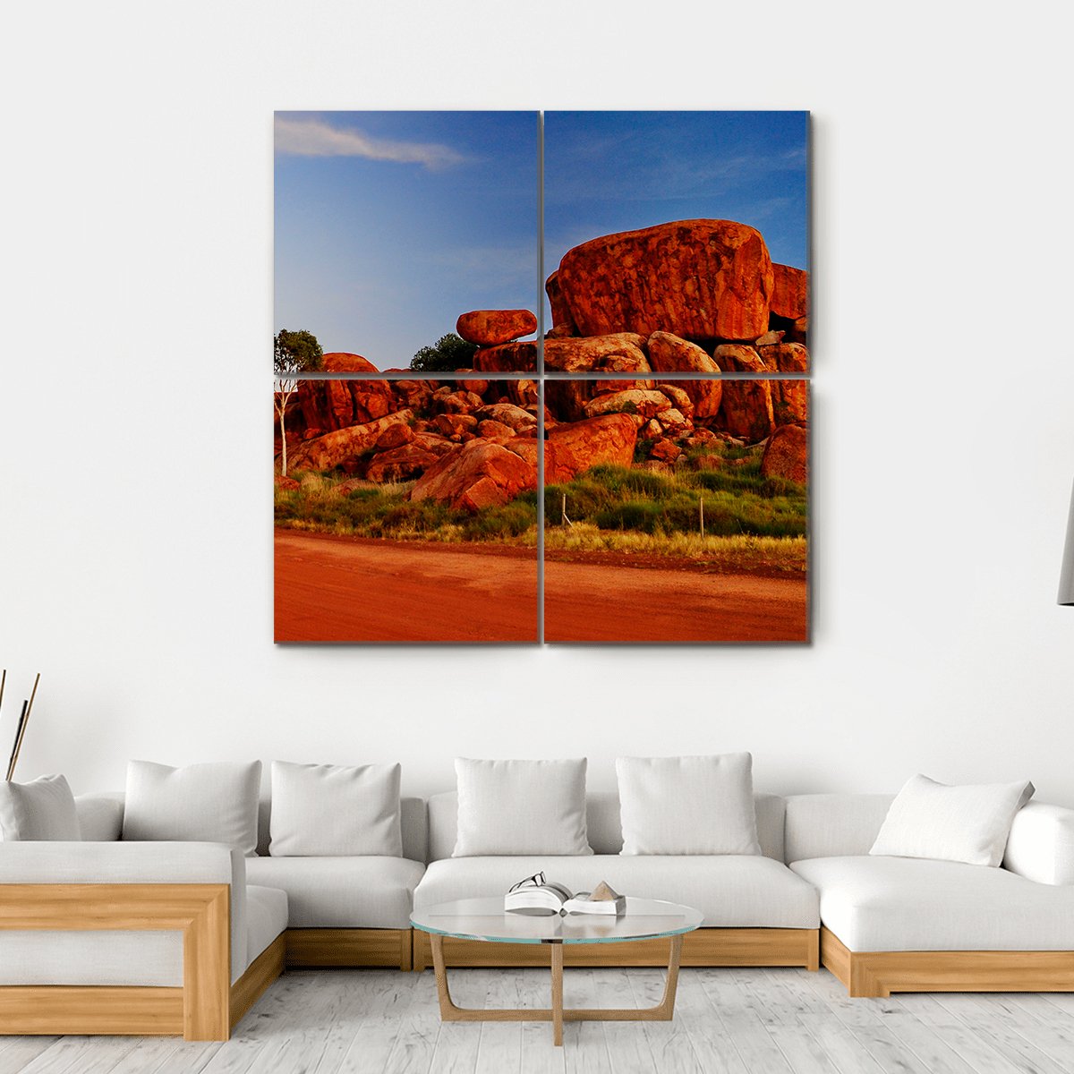 Devil Marbles Australia Canvas Wall Art-4 Square-Gallery Wrap-17" x 17"-Tiaracle
