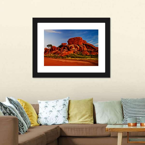Devil Marbles Australia Panoramic Canvas Wall Art-1 Piece-36" x 12"-Tiaracle