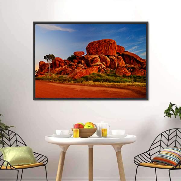 Devil Marbles Australia Panoramic Canvas Wall Art-1 Piece-36" x 12"-Tiaracle