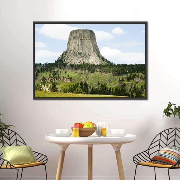Devils Tower Canvas Wall Art-1 Piece-Floating Frame-24" x 16"-Tiaracle
